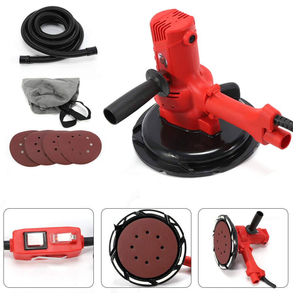 3000RPM Amoladora de Pared Mampostería Seca, Amoladora de Paredes y Techos de 1360W, Lijadora de Pared de Panel de Yeso 180mm, Ranuradora de Pared con Accesorios