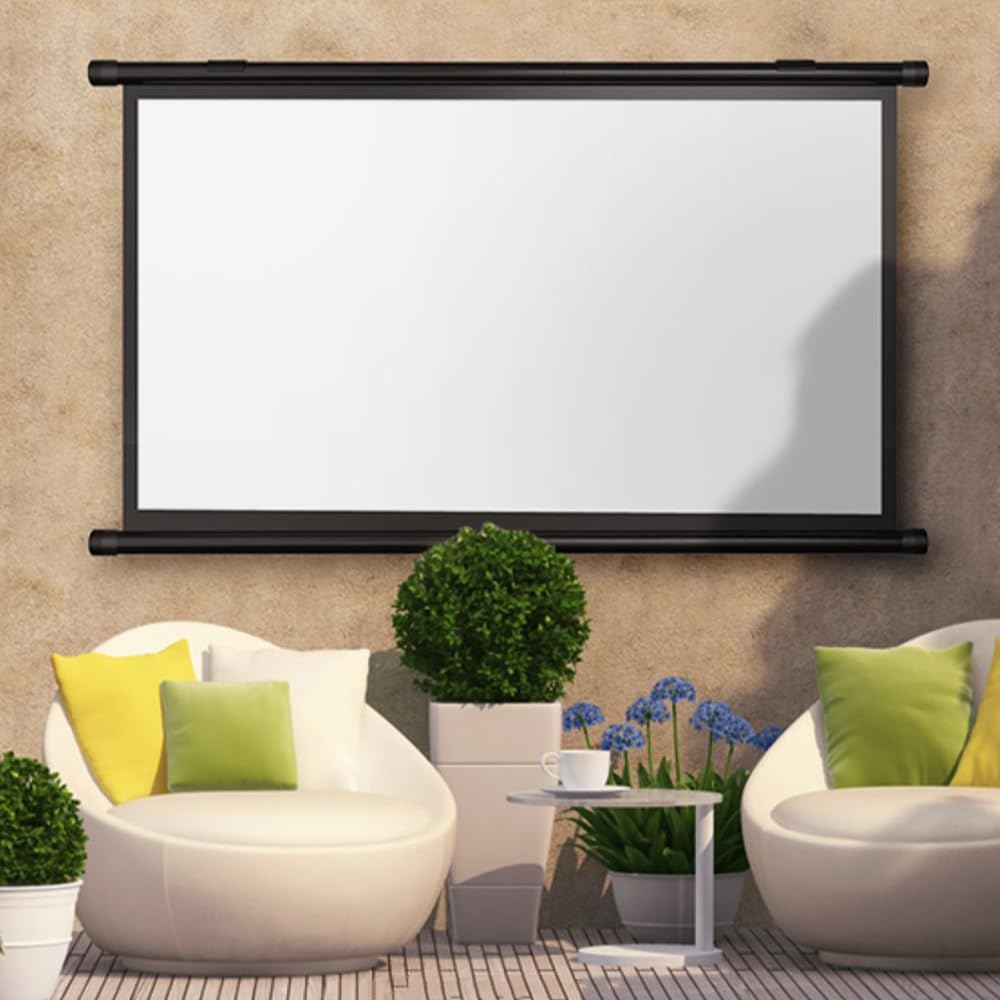 Pantalla De Proyección Enrollable Manual Pantalla Proyector En Pared 40 50 60 Pulgadas Pantalla De Cine En Casa HD 4K para Interior Exterior, Formato 4:3 16:9(60 Inch (16:9))