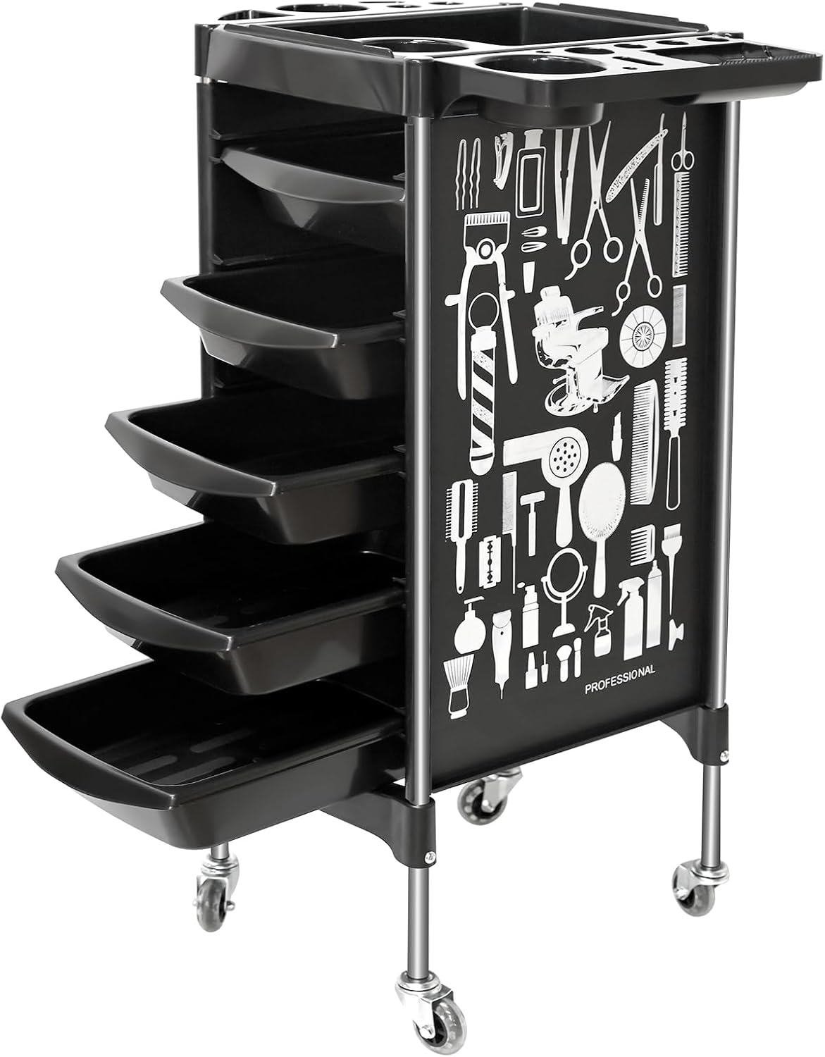 Salon Trolley Cart on Wheels, Multifunction 5 Drawer Hair