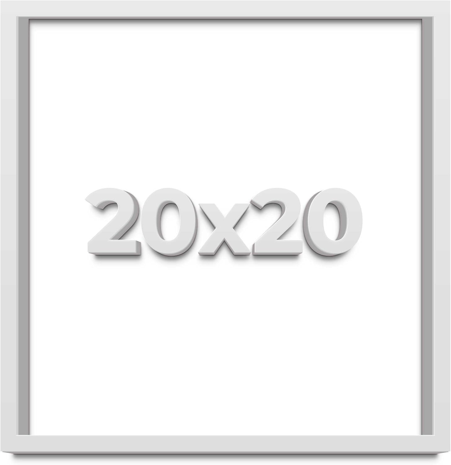 20x20 Shadow Box Frame White | 1 Inches Deep Real Wood Contemporary Shadowbox Display Frame | UV Resistant Acrylic Front, Acid Free Backing, and Hanging Hardware | Lucius Picture Frame Style