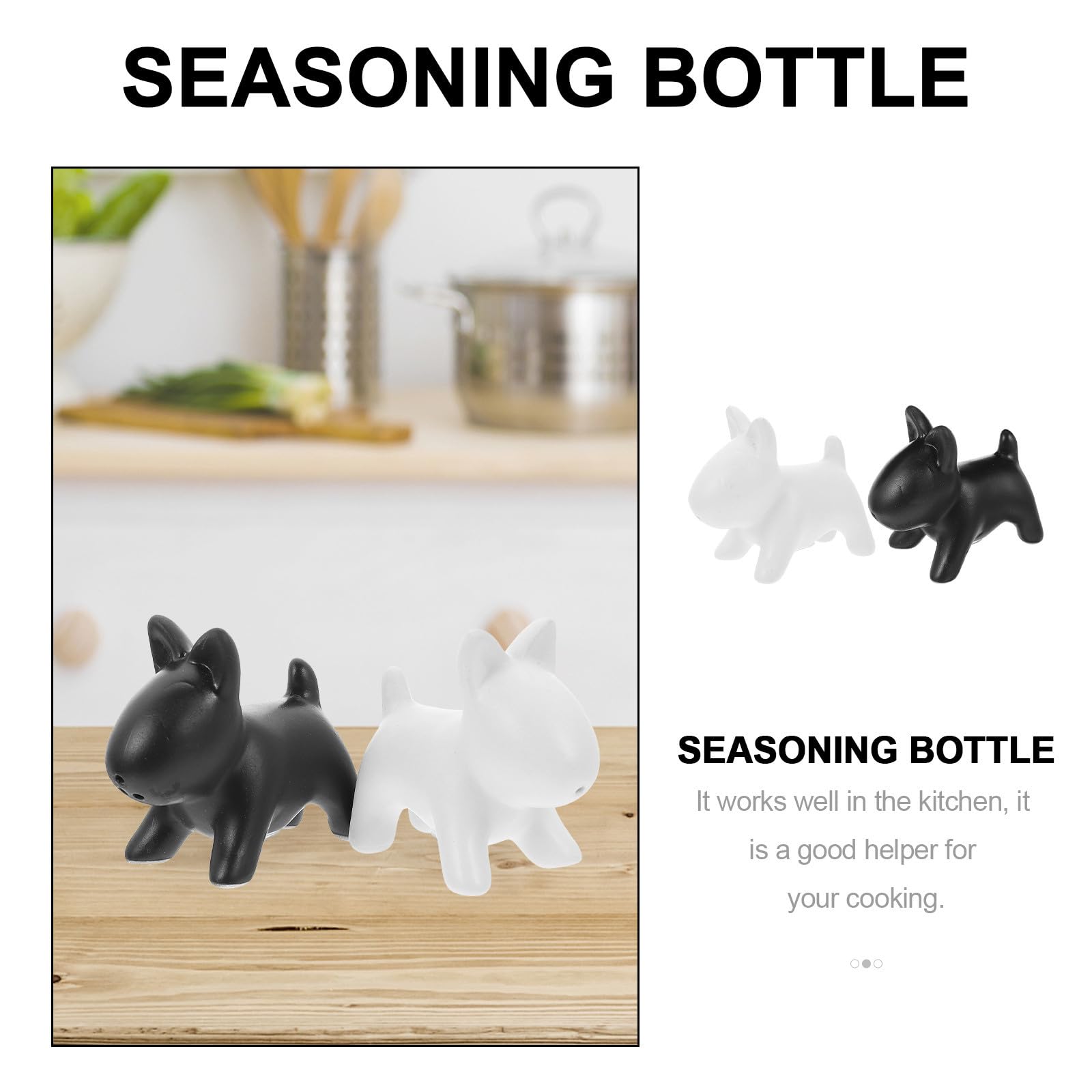 Contenants Épices 2pcs en Céramique Blanche Forme Chien, Style Créatif, Compact, Cuisine et Restaurant, Salières et Poivrières pour Poivre et Sel