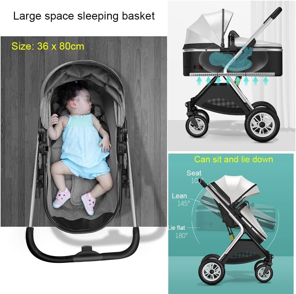 Rieort Poussette Double Portable en Alliage d'aluminium, Poussette Pliable à Une Main pour bébé, Poussette Tandem à Ressort Absorbant Les Chocs