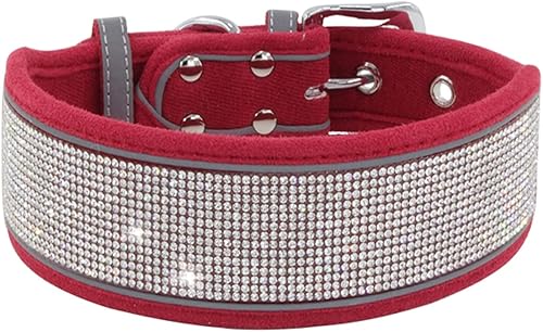 Miniatura 8 de Collar de perro con diamantes de imitación, suave, cómodo y elegante, con rayas reflectantes brillantes, collar ajustable de cristal de diamante