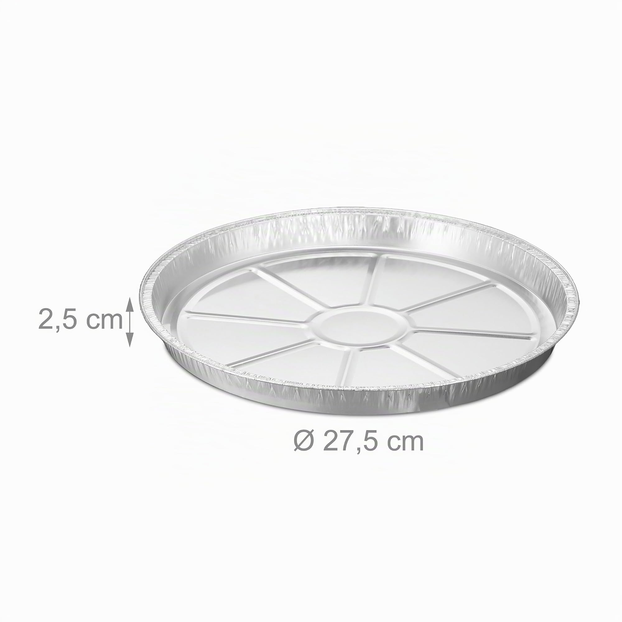 Relaxdays Barquettes Rondes en Aluminium Lot de 50 2,5x27,5 cm Moules Tartes Accessoires Barbecue Argenté