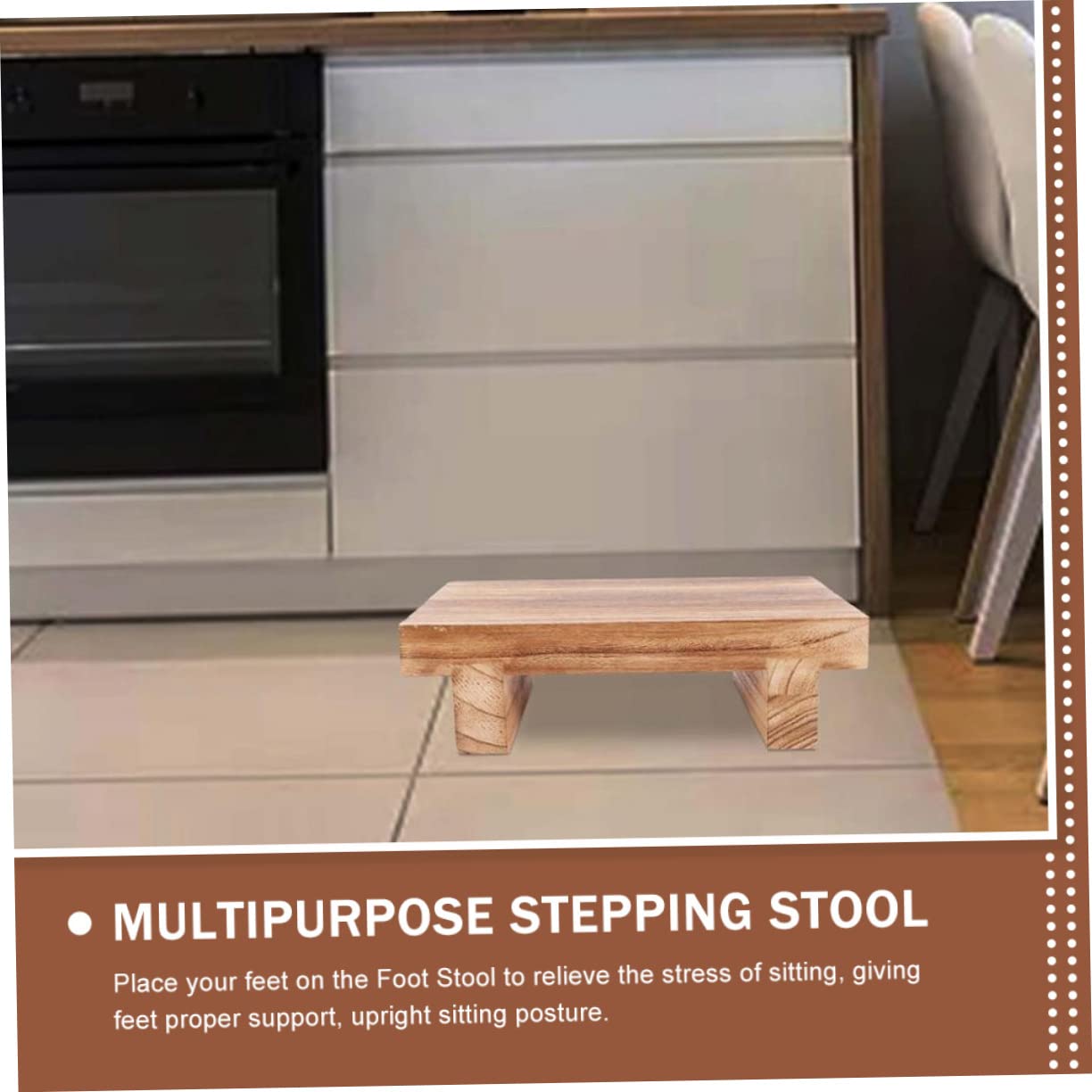 BCOATH Stable Step Stool for Adults White Wooden Footstool Bedside Footrest for Elderly