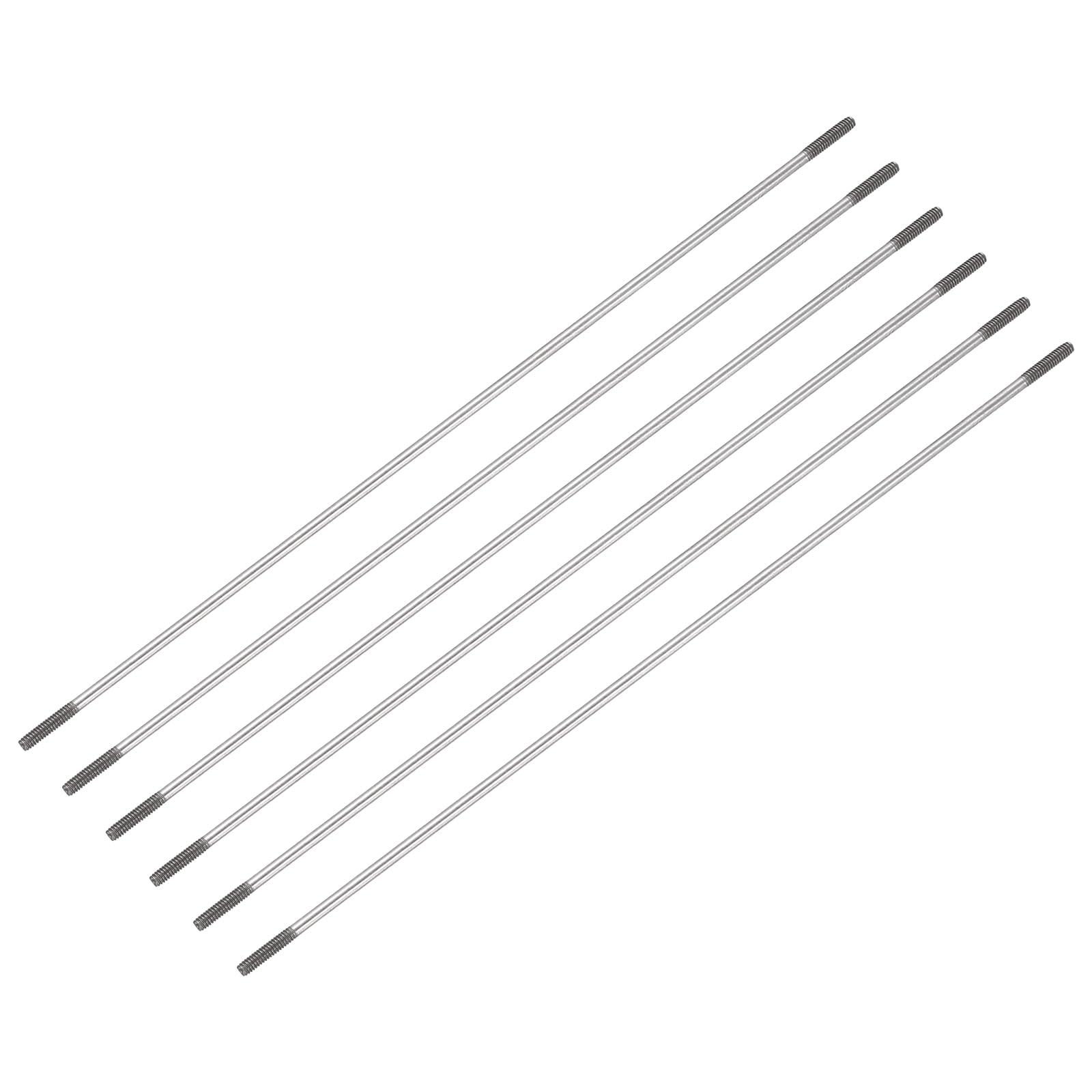 sourcing map 6 Pcs Silver Pushrod Connector Linkage, M2 Threaded Rod 304 Stainless Steel Double End RC Servo Push Rods for RC Airplane Car Boat Helicopter DIY Model Parts, 150mm/5.91"