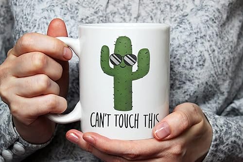 Miniatura 3 de Fonhark - Can't Touch This - Taza divertida de cactus espinoso divertido para amantes de las plantas suculentas, taza de café de 11 onzas, color