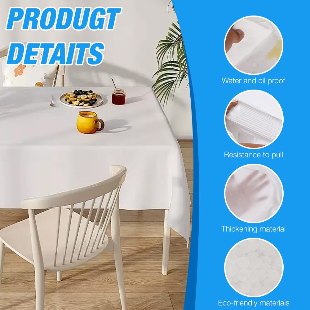 Nappes jetables blanches imperméables (4 pièces), idéales pour mariages, anniversaires et fêtes, dimensions 137 x 274 cm - Maison