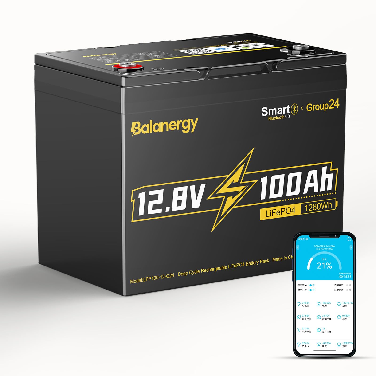 Amazon.com: 12V 100Ah LiFePO4 Lithium Battery Group 24 with