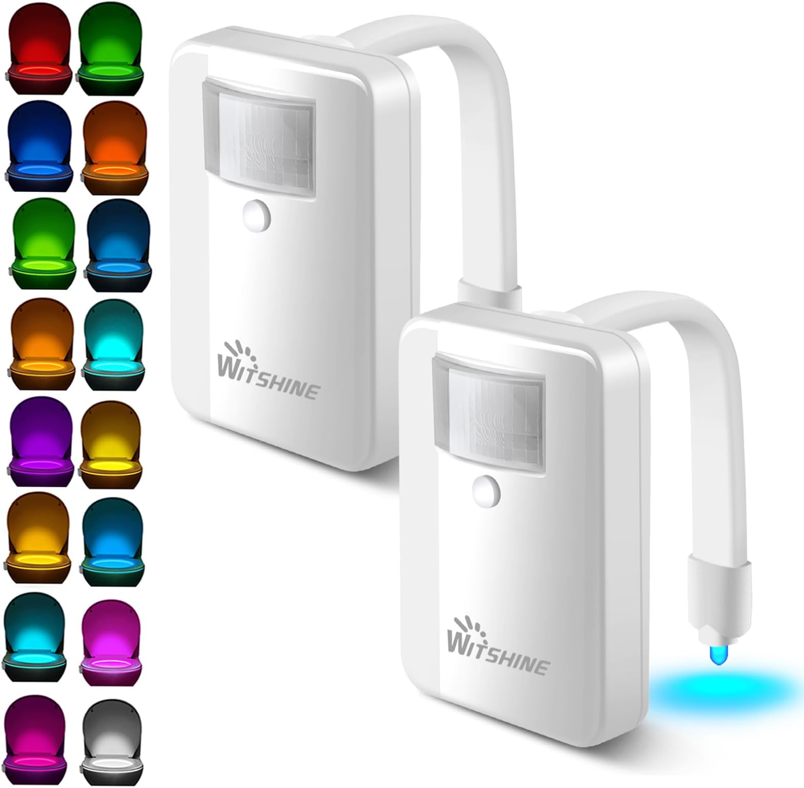 Toilet Night Light 2 Pack - 16 Color Changing Motion Sensor Activated LED Bowl Nightlight for Bathroom Decor - Cool & Funny Gadget for Dad, Boys, Kids and Men - Ideal Birthday Gift