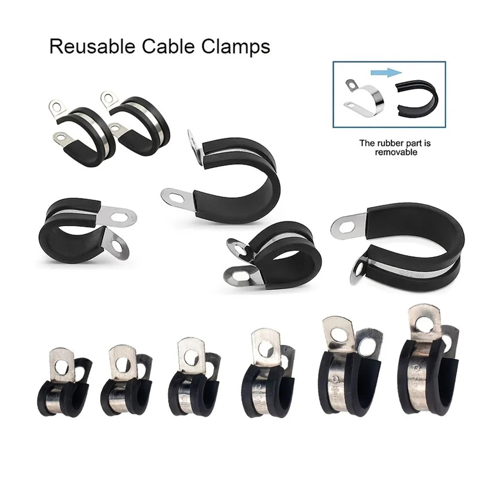 Kit Surtido De Abrazaderas For Cables, Abrazaderas For Tubos De Acero Inoxidable Con Almohadilla De Goma