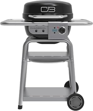 Charbroil Bistro Pro | 3-in-1 Electric, Griddle, Charcoal Compact Grill | Electric BBQ grill | Black