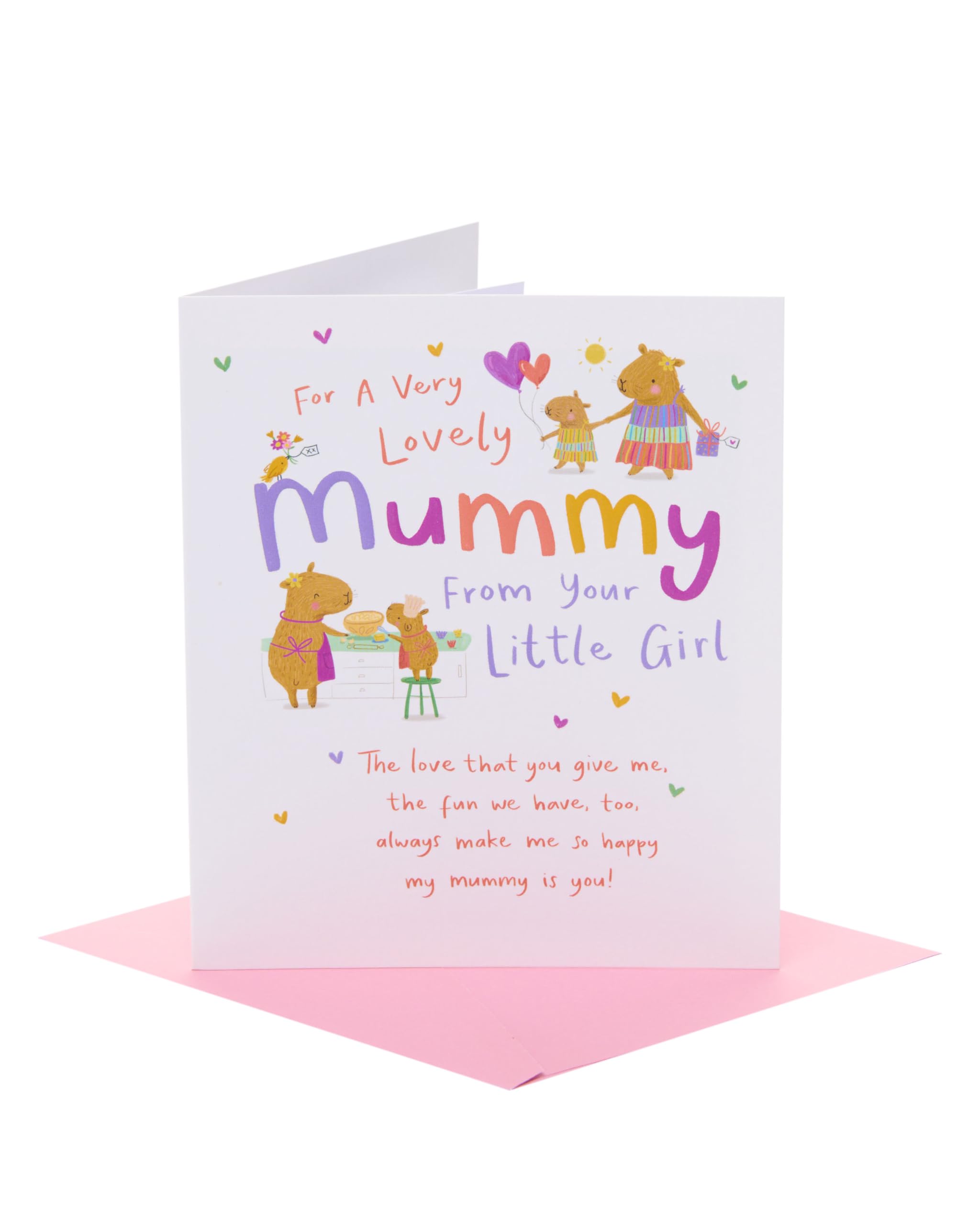 UK Greetings | Mother's Day Card for Mummy from Daughter | Card for Mum, Grandma, Wife | Her, Girls, Women | Baking Capybaras Design | With Envelope | 18.4 x 15.9 cm