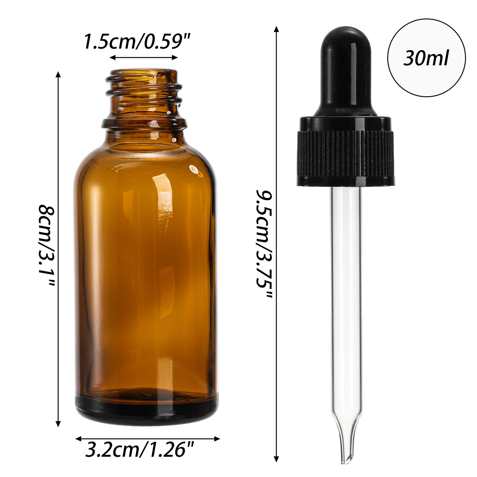 Lawei 24 Bouteilles en Verre ambré avec pipettes Compte-Gouttes pour huiles essentielles parfums Produits Chimiques de Laboratoire de Chimie d'aromathérapie - 30 ML