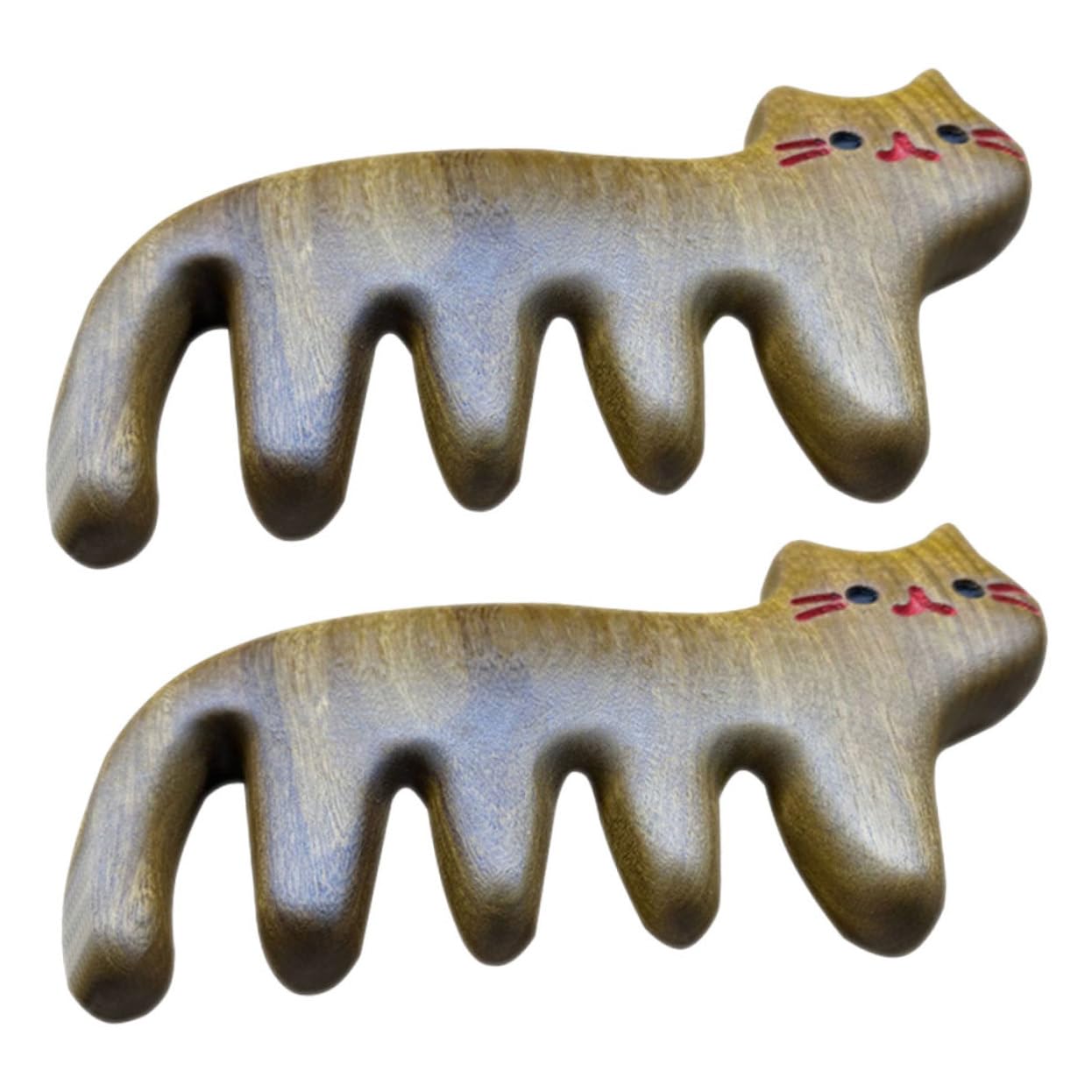 FRCOLOR 4pièces Peigne Bois Pour Massage Du Chevelu Peigne à Large Dents Sans Électricité Statique Design Chat Outil Relaxant Pour Cheveux Et Chevelu