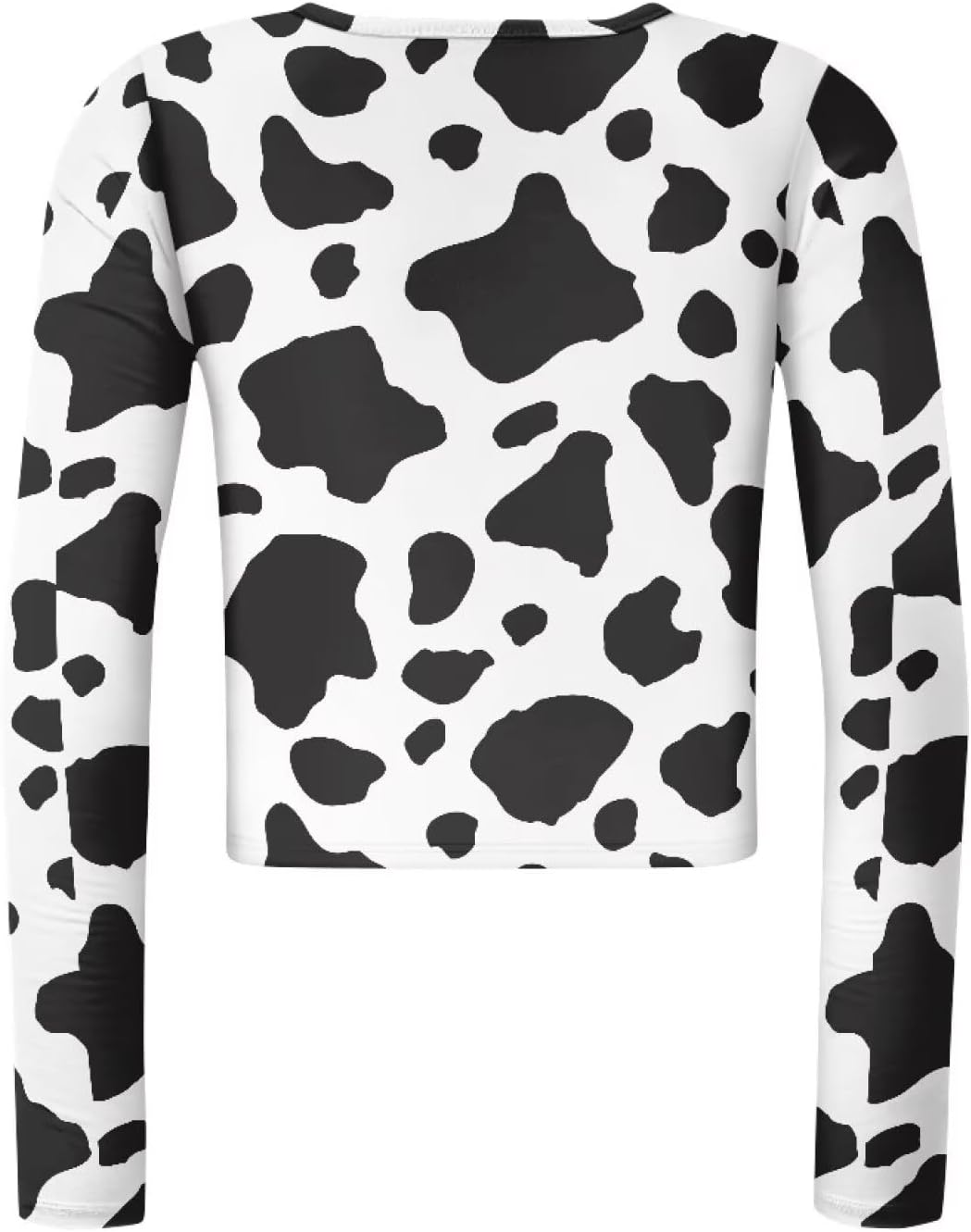 Women Long Sleeve Crop Tops Square Neck Trendy Slim Fit T-Shirts Cow Print Tops Basic Tee Shirts - Image 5