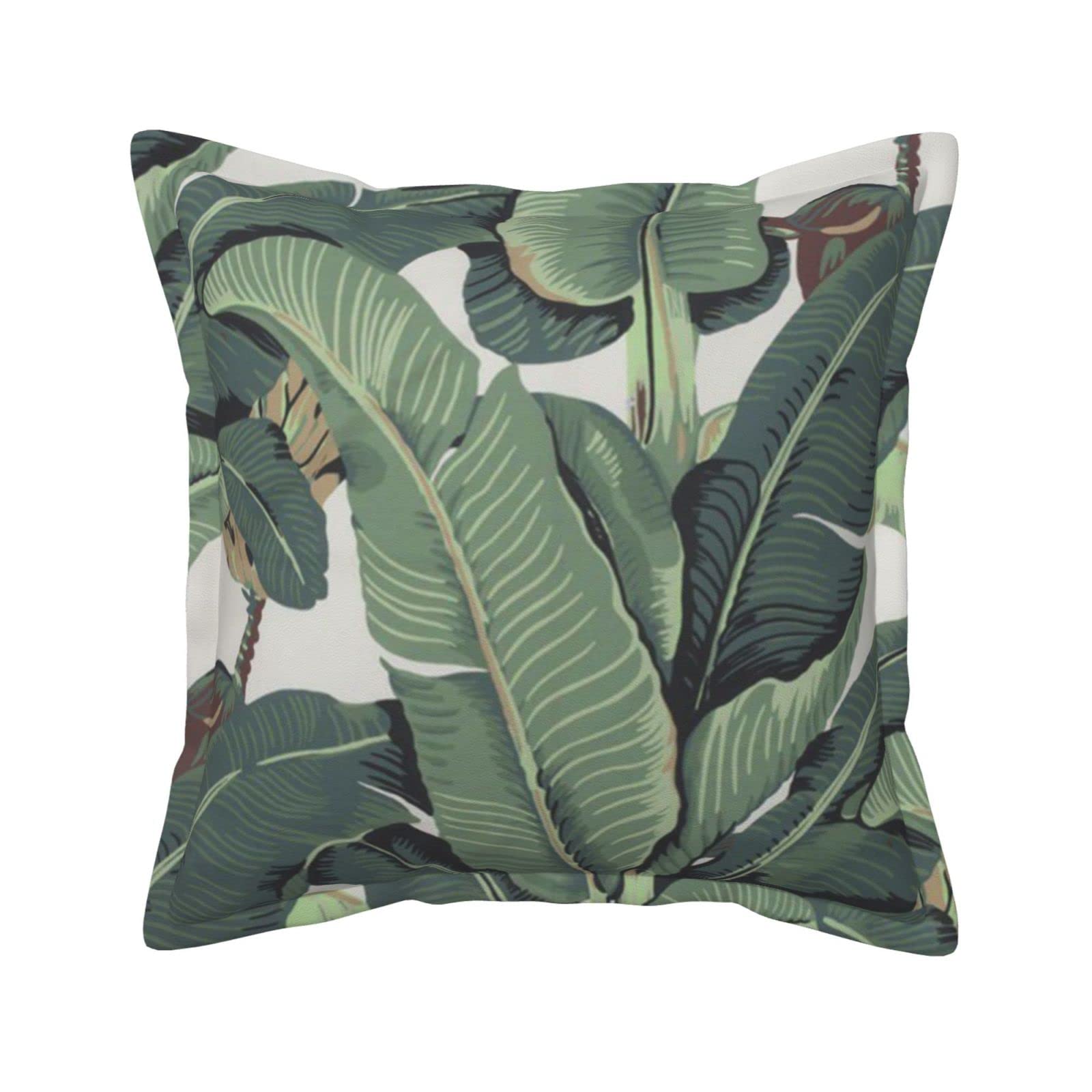 Housse de coussin carrée en similicuir palmier tropical pour canapé de salon