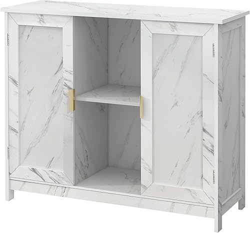 Miniatura 8 de TaoHFE Armario de almacenamiento de mármol blanco de granja, gabinete de buffet, gabinete de barra de café de madera, mesa de buffet, aparador