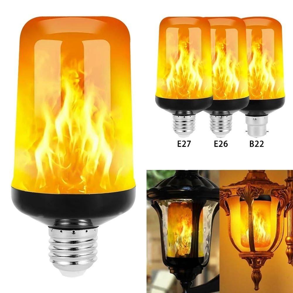 JZ LED Bombilla de llama,E27 Standard Base Flame Bulb,5W Flame Bulb Party Bulb Lights,Upside Down Effect,Energy Efficient Flaming Fire Lights for Indoor/Outdoor Use (8 PCS)