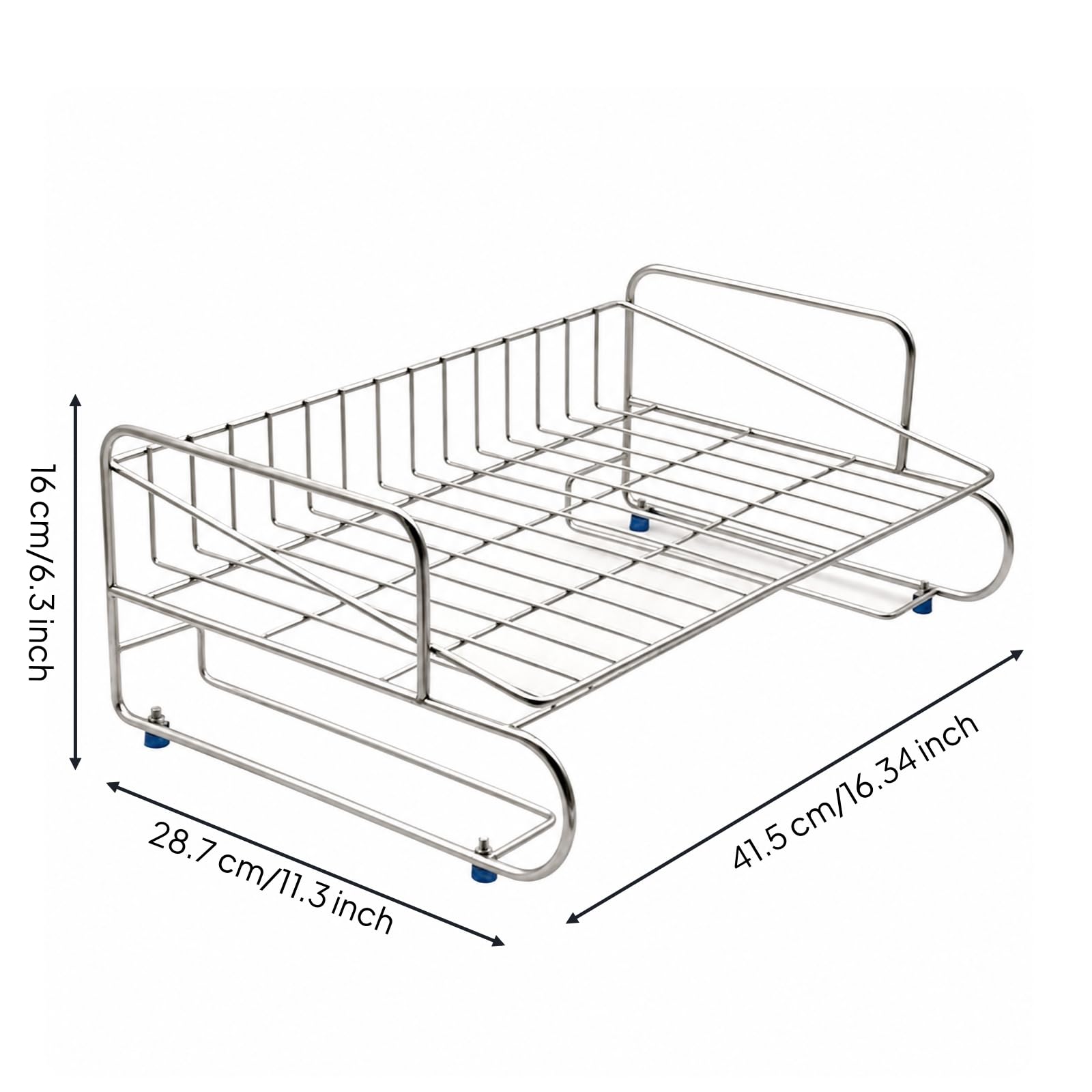 Rack Almacenamiento Acero Inoxidable Abierto Organizador Cosméticos con Barras Perimetrales Morno para Encimera, Estilo B