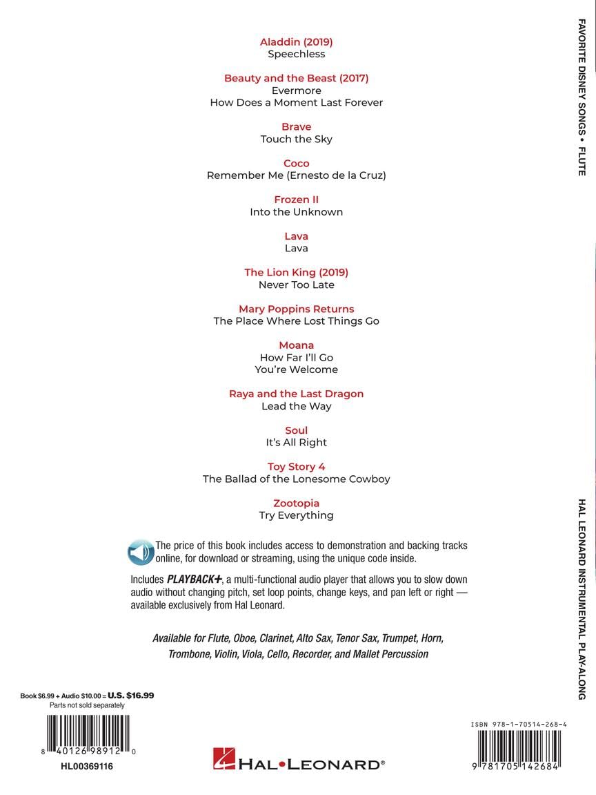 Favorite Disney Songs. Flöte Solo. Enthält Online-Audio: Instrumental Play-Along - Flute (Hal Leonard Instrumental Play-along)