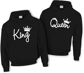 Couple Matching Outfits King & Queen Script Popular Hoodie Set 1