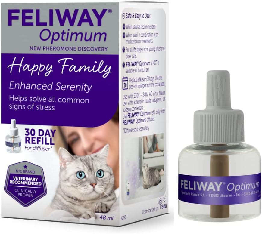  Feliway Optimum Refill, The Best Solution to Ease cat Anxiety,  cat Conflict and Stress in The Home : Pet Supplies