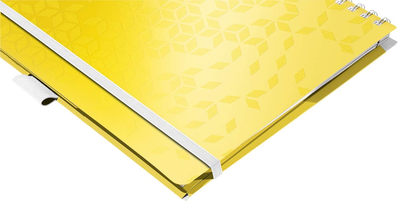 Leitz A4 Stiff Cover Notebook, Yellow Wire Bound, 80 Sheets, Ruled, 80 gsm Ivory Paper, Wow Be Mobile Range - Image 4