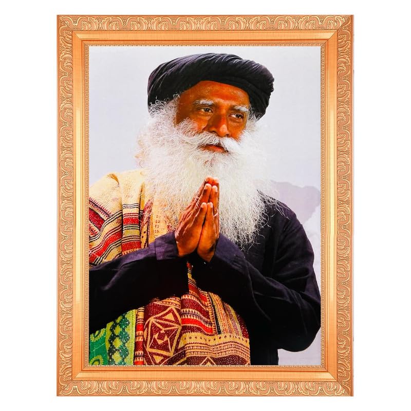 Sadhguru photo imprimée cadre doré décoration murale salon yoga et bureau zen