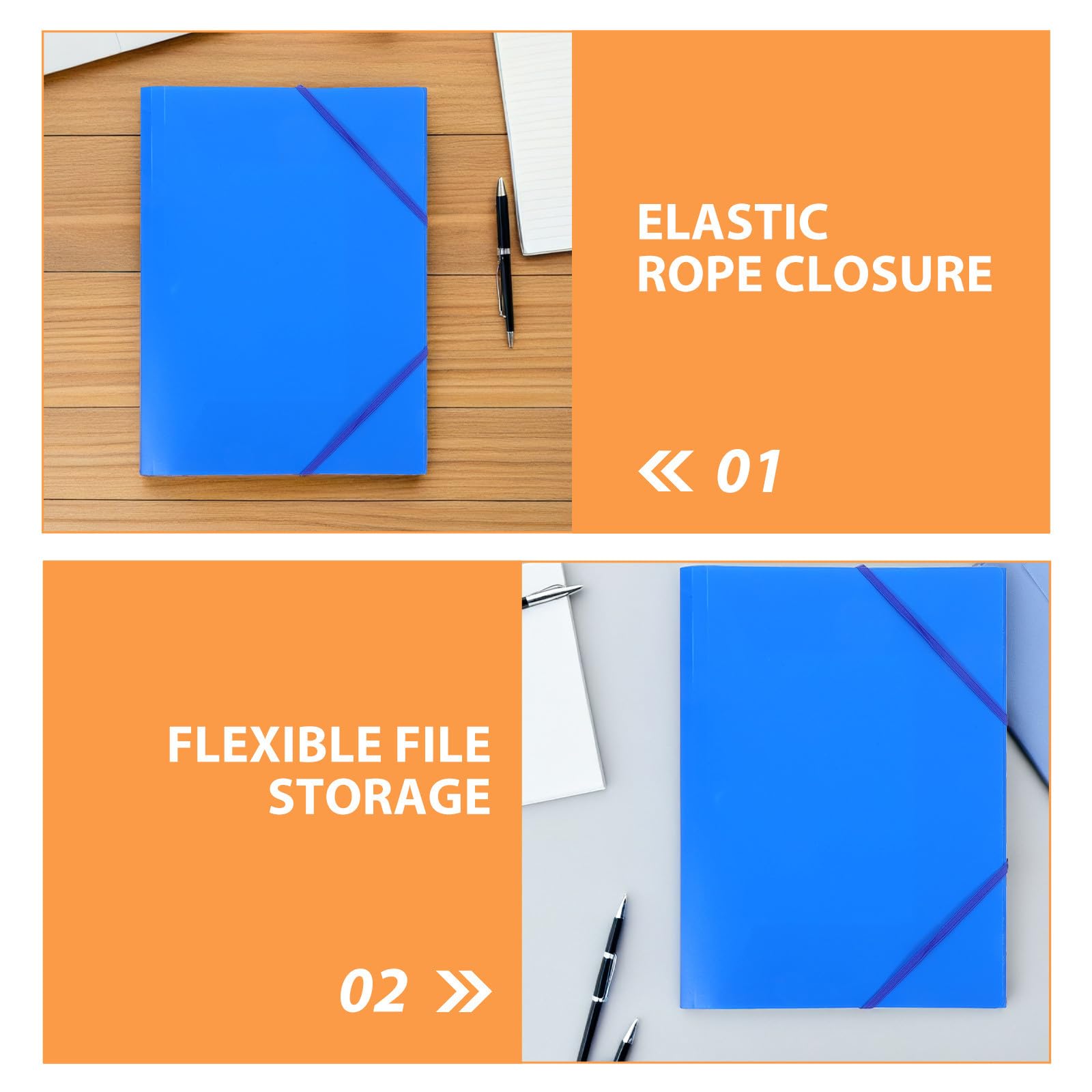 DOITOOL Cartelle portadocumenti in plastica da 10 pezzi - Organizzatore di documenti A4 - Chiusura con corda elastica per ufficio, scuola e uso domestico - Cartella riutilizzabile per viaggi e