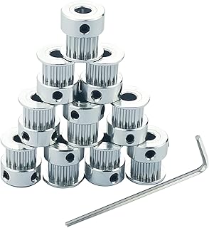 10 Pcs GT2 Pulley,16 Teeth 5mm Bore 6mm Width 16T Timing Belt Idler Pulley Wheel Aluminum with Llen Wrench for 3D Printer Timing Belt, Silver