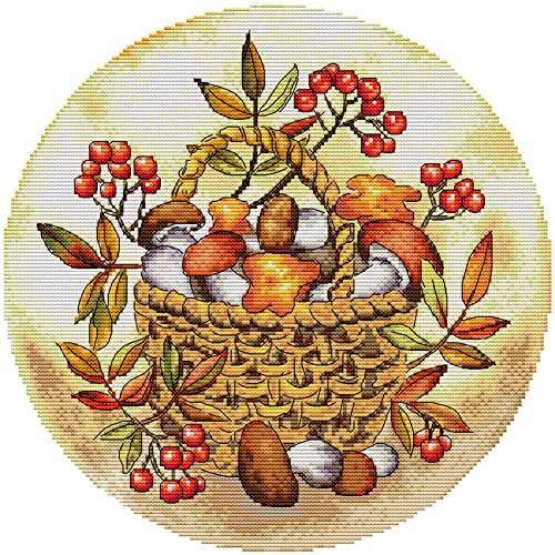 Awesocrafts Kit de costura de punto de cruz, cosecha de otoño, patrones fáciles de costura, bordado de punto de cruz, suministros (otoño) Cover