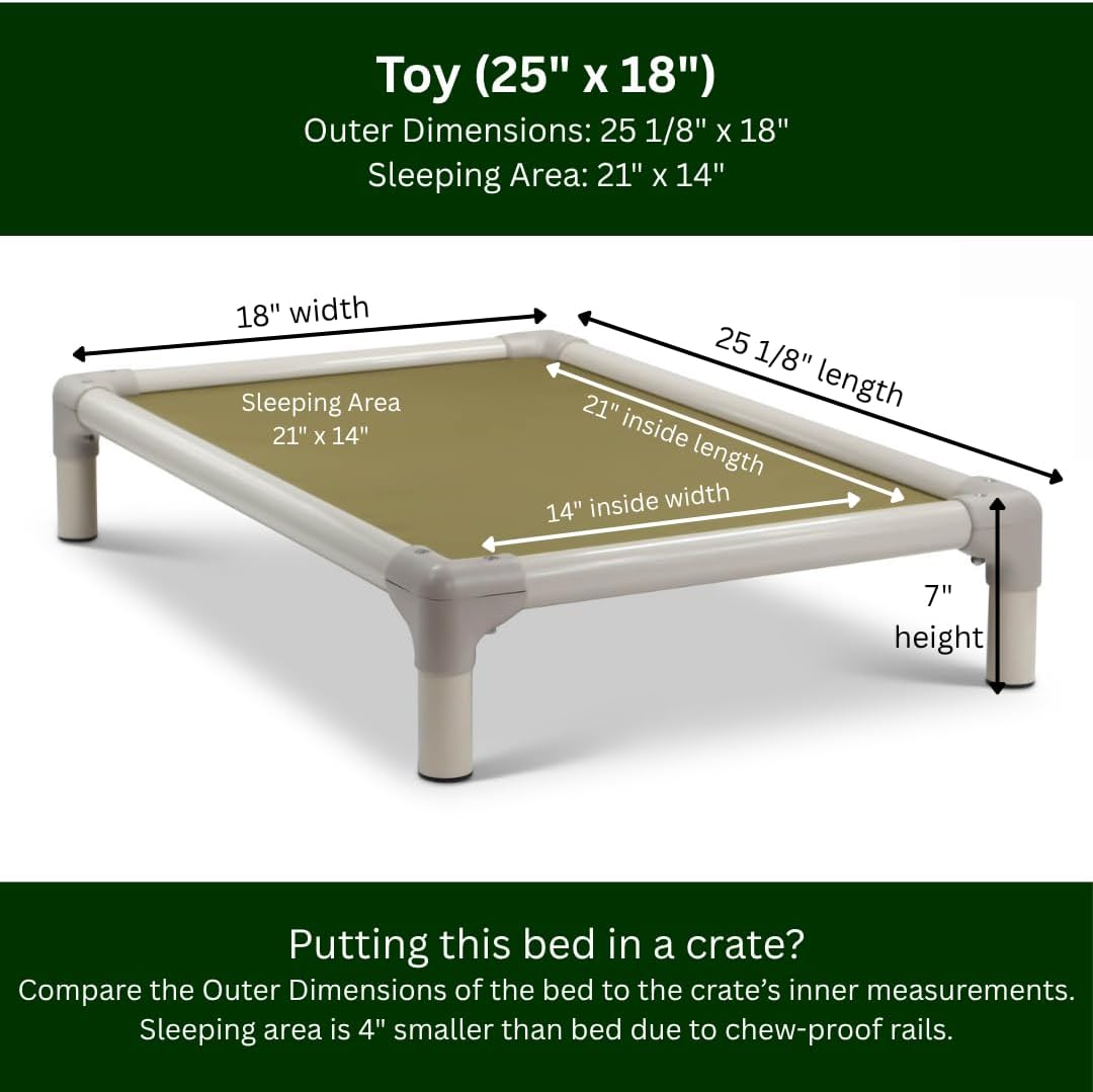 Kuranda Chewproof Elevated Pet Bed - Almond PVC - 25" x 18" - Cordura Nylon - Gold