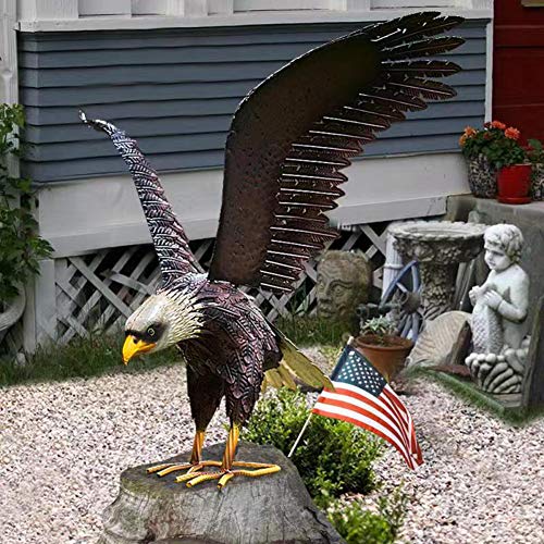 chisheen Bald Eagle Statue Outdoor Garden Sculpture Metal Yard Art Lawn Decoration