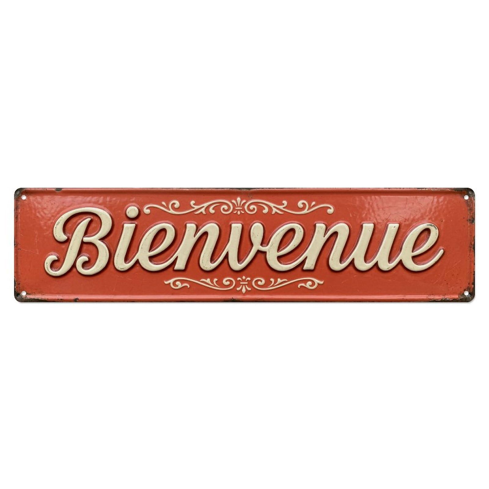 Vintage Coral Enamel Sign Welcome Metal Tin Skinny Sign Plaque Wall Decor for Cafe, Club Bar, Office, Home Garden Metal Poster 4x16Inch