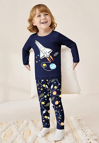 Vista 2 de Little Hand Pijamas para niños pequeños, Monster Truck 100% algodón, dinosaurio para niños, 2 piezas, ropa de dormir, conjuntos de ropa de dormir