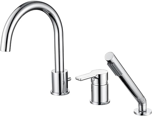 Miniatura 10 de SUMERAIN Grifo de bañera romana de níquel cepillado con rociador de ducha de mano