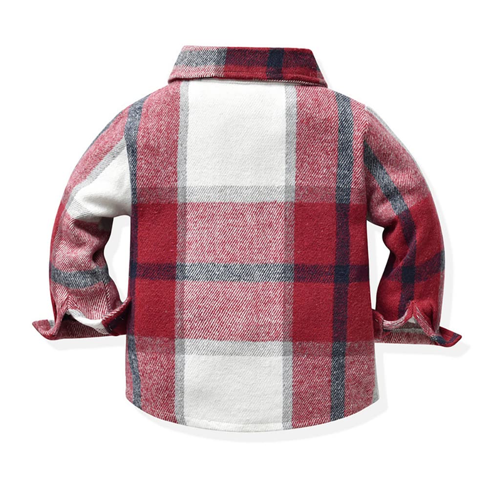 IBTOM CASTLE Camicia a quadri in flanella per ragazzi e ragazze, a maniche lunghe, con risvolto, bottoni, vestibilità regolare, cappotto autunnale casual
