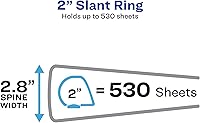 Vista 3 de Avery Carpeta de Vista de Servicio Pesado con 3 Anillos, Anillos Inclinados One Touch de 2", Contiene Papel de 8.5" x 11", 4 Carpetas Blancas (79790)