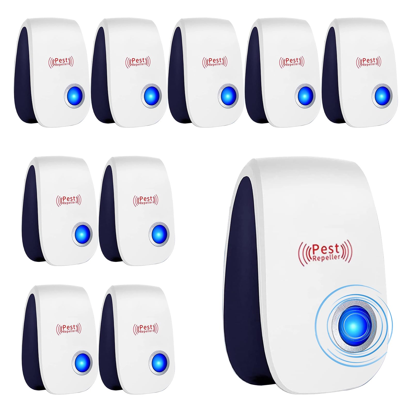 Ultrasonic Pest Repeller 10 Pack, Electronic Pest Repellent Ultrasonic Plug in, Rodent Repellent Sonic Repellent Indoor for Pest Control for Ansect, Ant, Mosquito, Rat, Spide, Cockroach, Spider, Bug