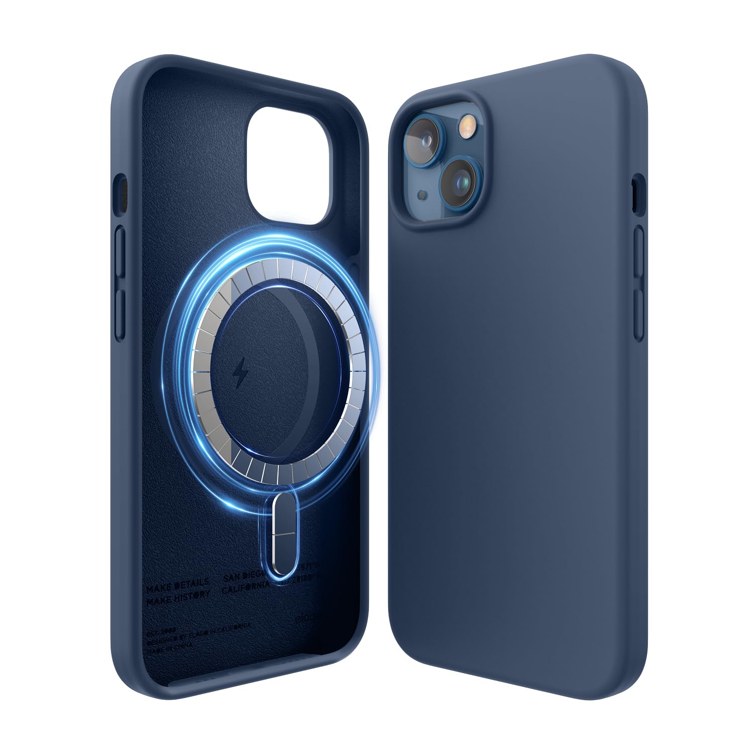 elago Silicone Magnetico Custodia Cover Compatibile con iPhone 13 Case (6.1"), Magneti Incorporati, Silicone Premium, Antiurto, Compatibilie con MagSafe Accessori (Jean Indigo)