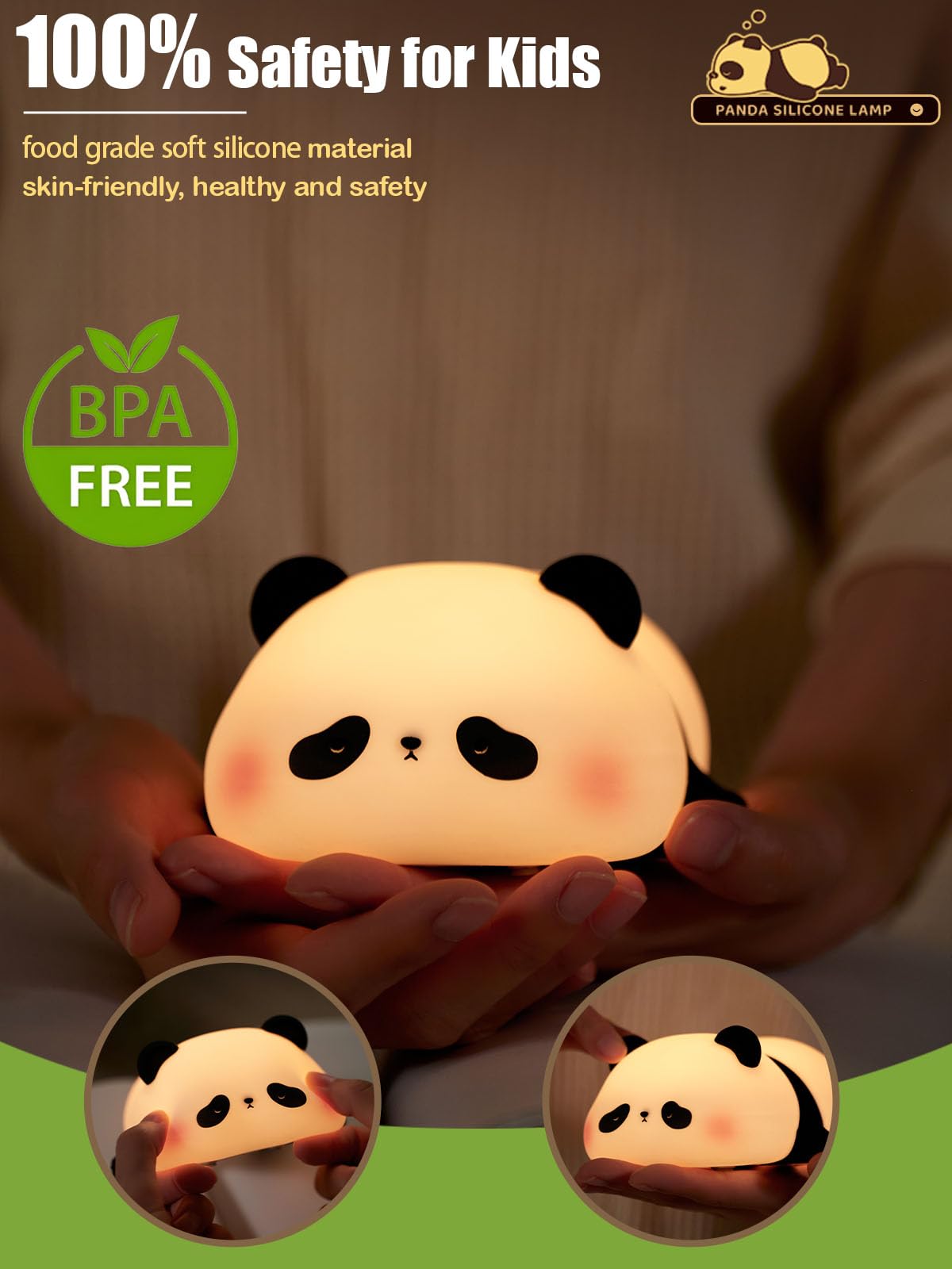 Süßes Panda-Nachtlicht, Squishy Panda Neuheit Tierlampe, 3 Stufen dimmbar Kinderzimmer Nachtlicht mit Timer, Lebensmittelqualität Silikon Touch Nachtlicht Spaß Geschenke für Kinder Jungen
