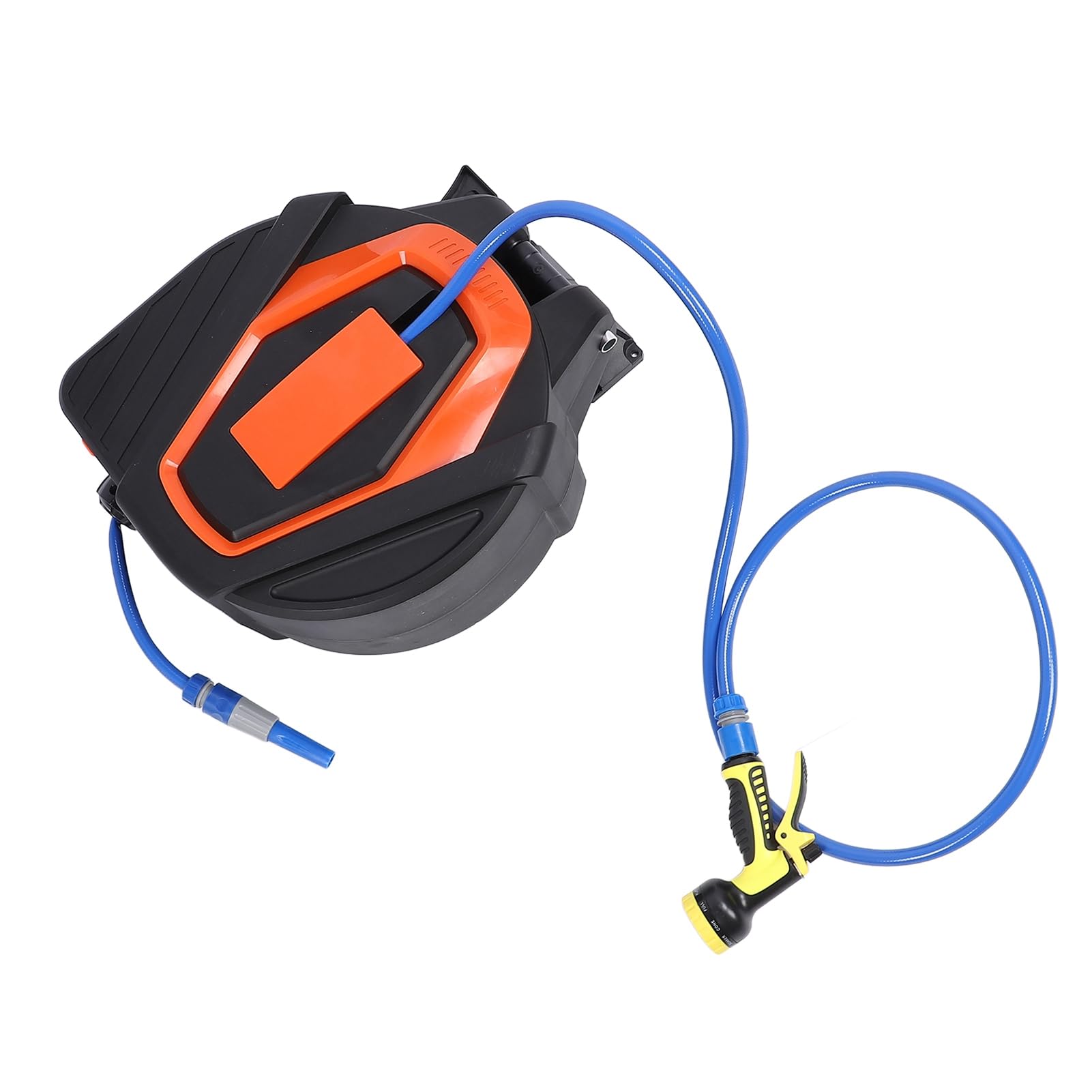 Carrete de Manguera de Agua Montado en la Pared Retráctil de 30 M con Rebobinado Automático para Jardinería Material de PVC 10 Patrones de Pulverización