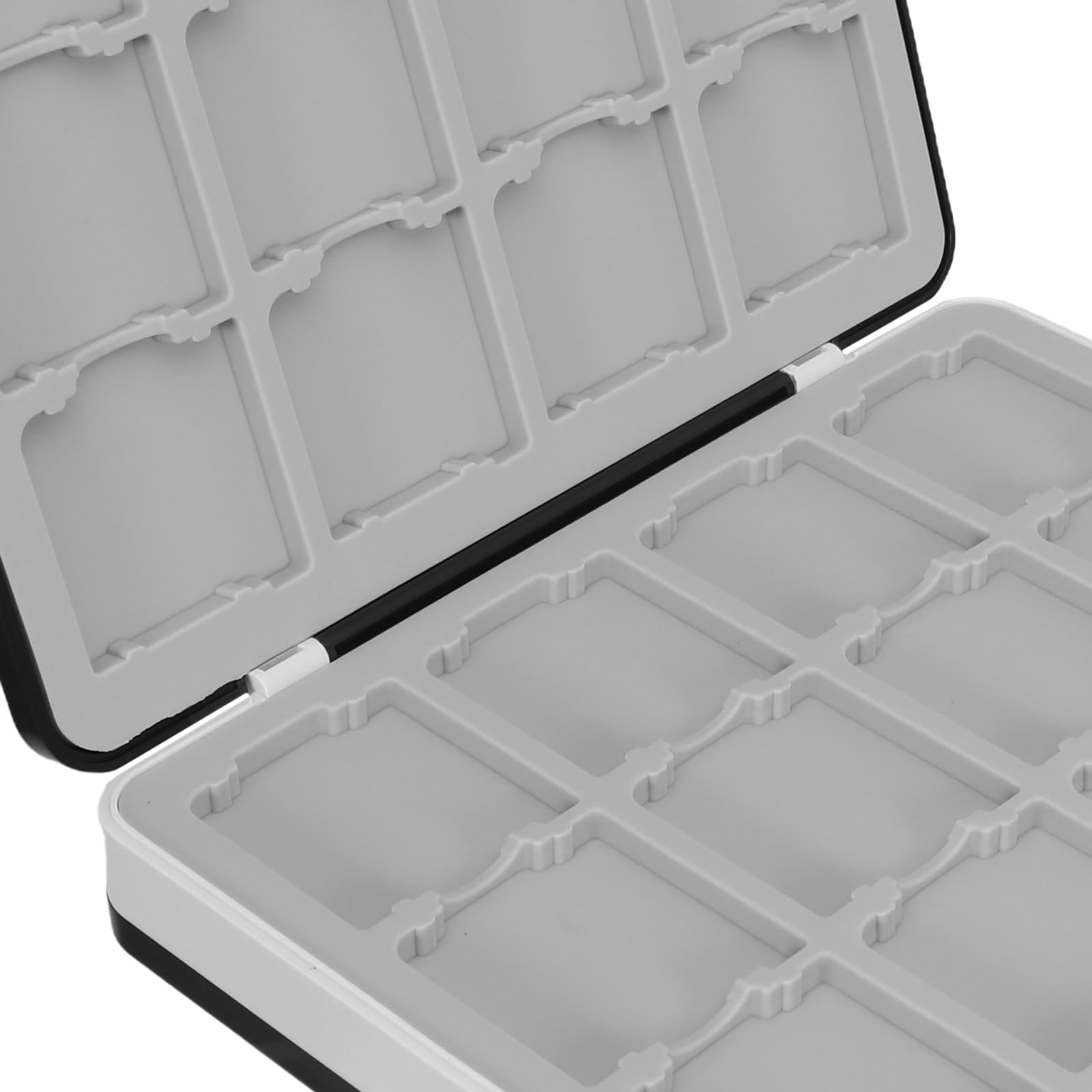 Estuche Portátil para Juegos de Cartas Compatible con Switch, Organizador Rígido Negro de 48 Compartimentos, Almacenamiento Seguro con Cierre Magnético y Material Abs Resistente