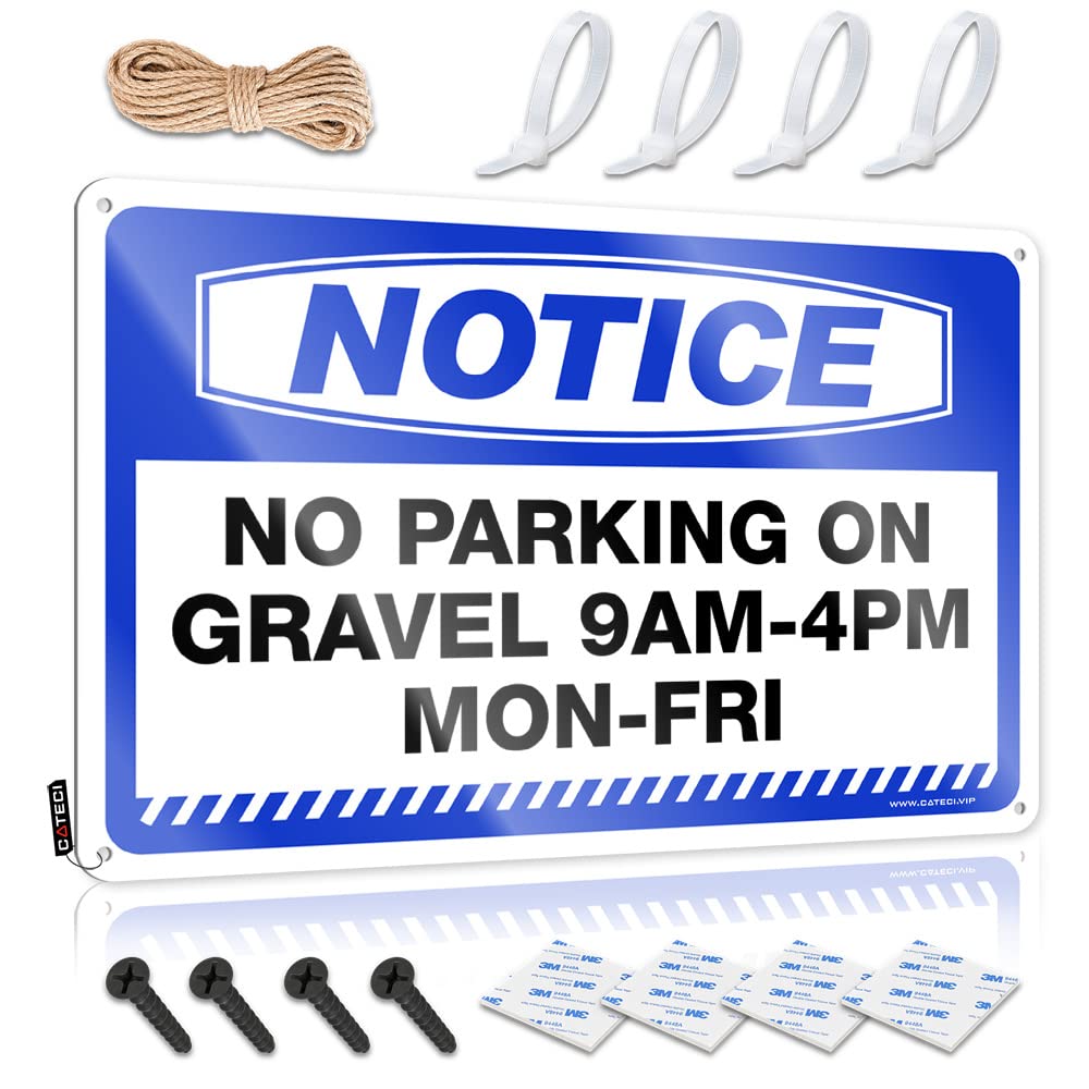 Fzfn Colour Decoration Winter Wall Art - Notice No Parking On Gravel 9Am-4Pm Mon-Fri Ideas Unique Retro Style Decoration For Club(20X30cm)