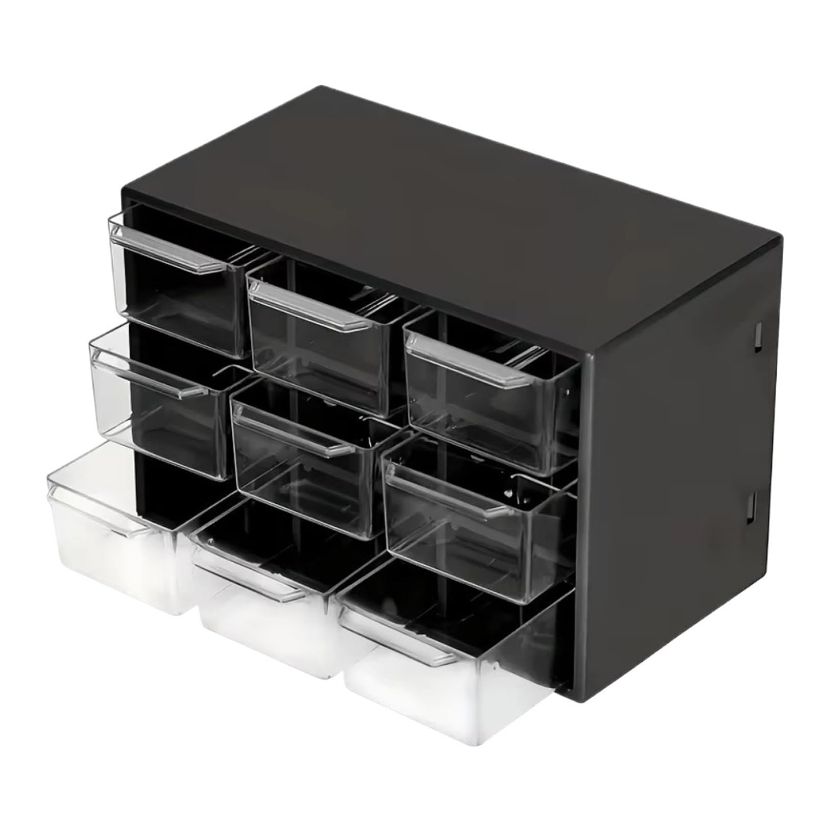 GMGQJST Compartment Storage Boxes Dustproof Desktop Drawer Organizer 9 Grids Transparent Storage Box PVC Small Drawer Drawer Organizer Box For Jewelry Cosmetics(Black)