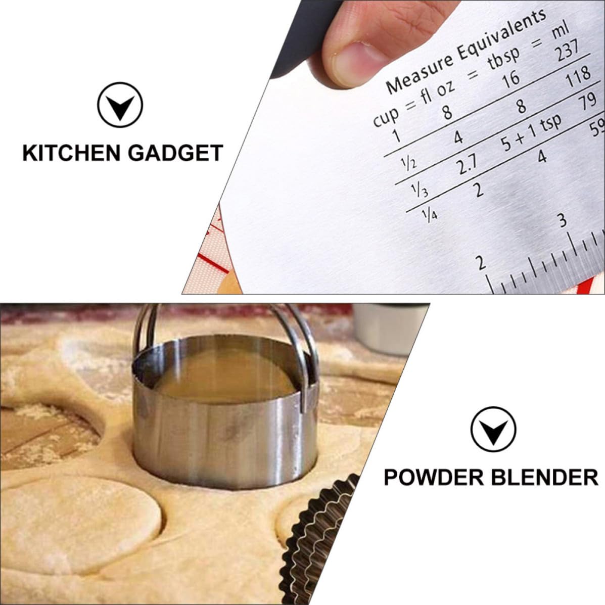 Raspador de Masa y Picadora de Masa de Acero Inoxidable, Juego de Herramientas para Hornear, Plata, para Pan y Cupcake, para Horneado