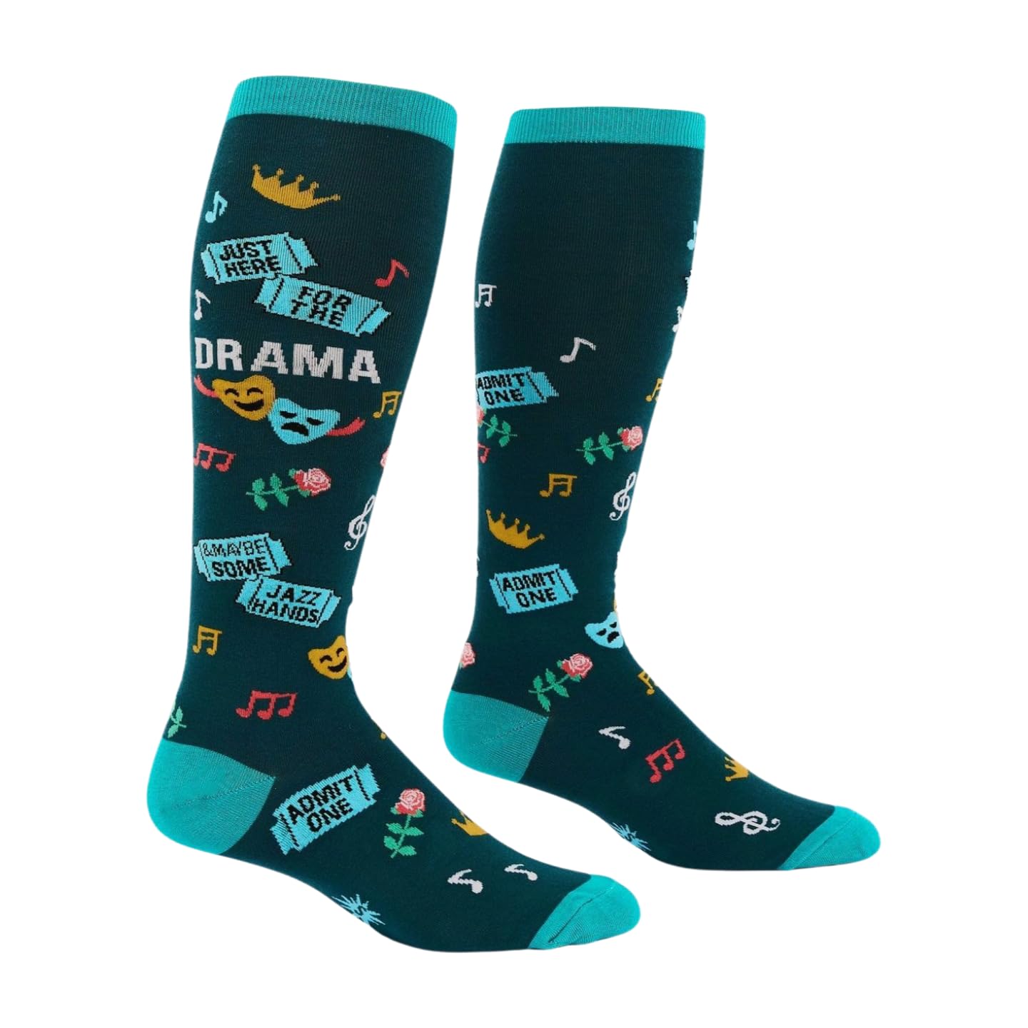 Sock It To Me Women's Just Here For The Drama Sitm- Wide-Calf Knee High, One Size Plus