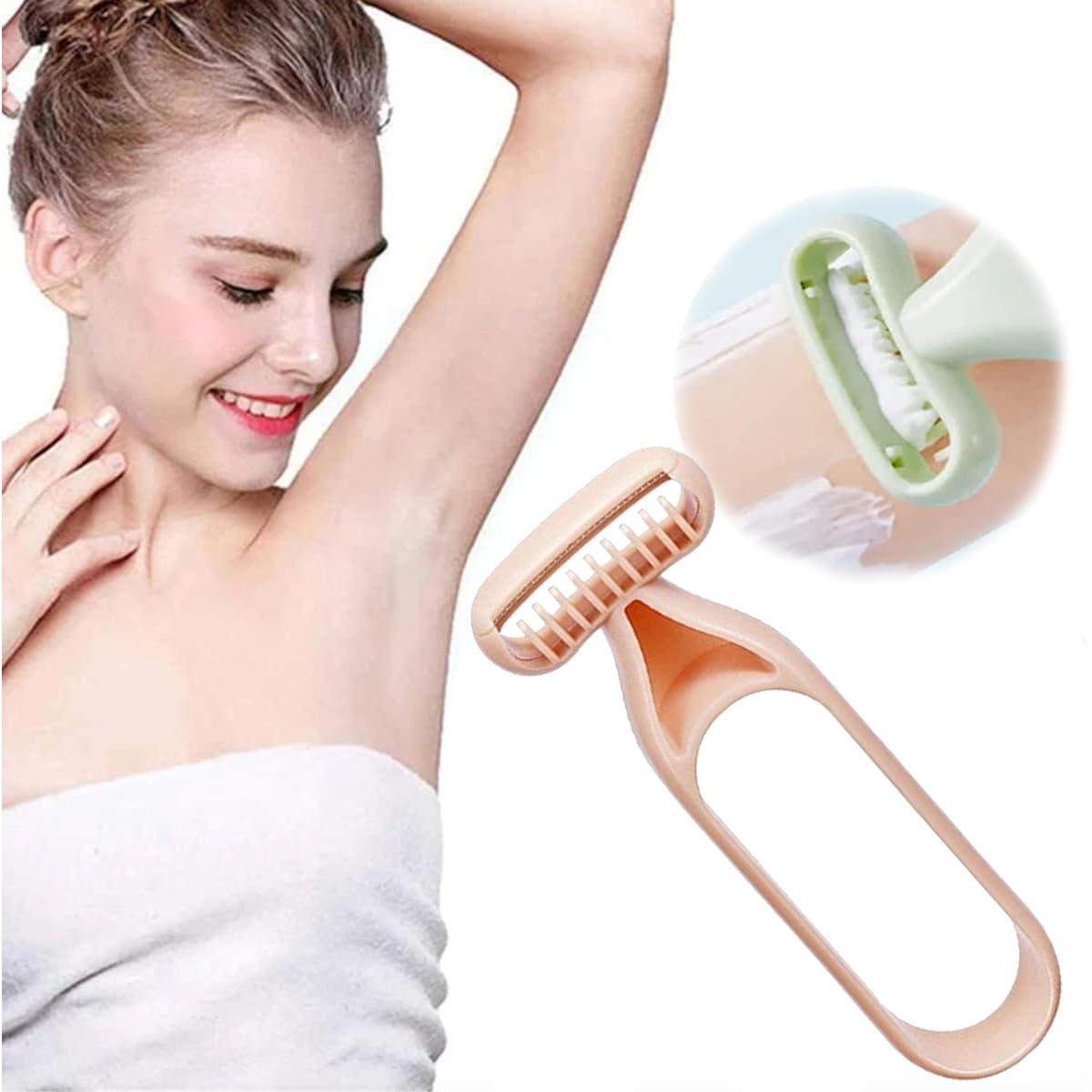 Hair Removal Razor Single Blade Wide Female Razors Hollow Handle for Easy Use, Underarm Legs Bikini Razor with Protective Comb Painless Hair Remover Shaver