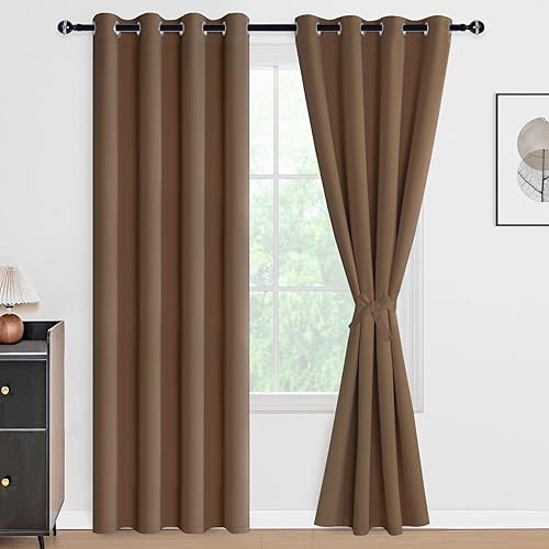 Miniatura 128 de DWCN Cortinas opacas 100% grises de 84 pulgadas de largo para dormitorio con forro negro, doble capa con aislamiento térmico, paneles de cortina